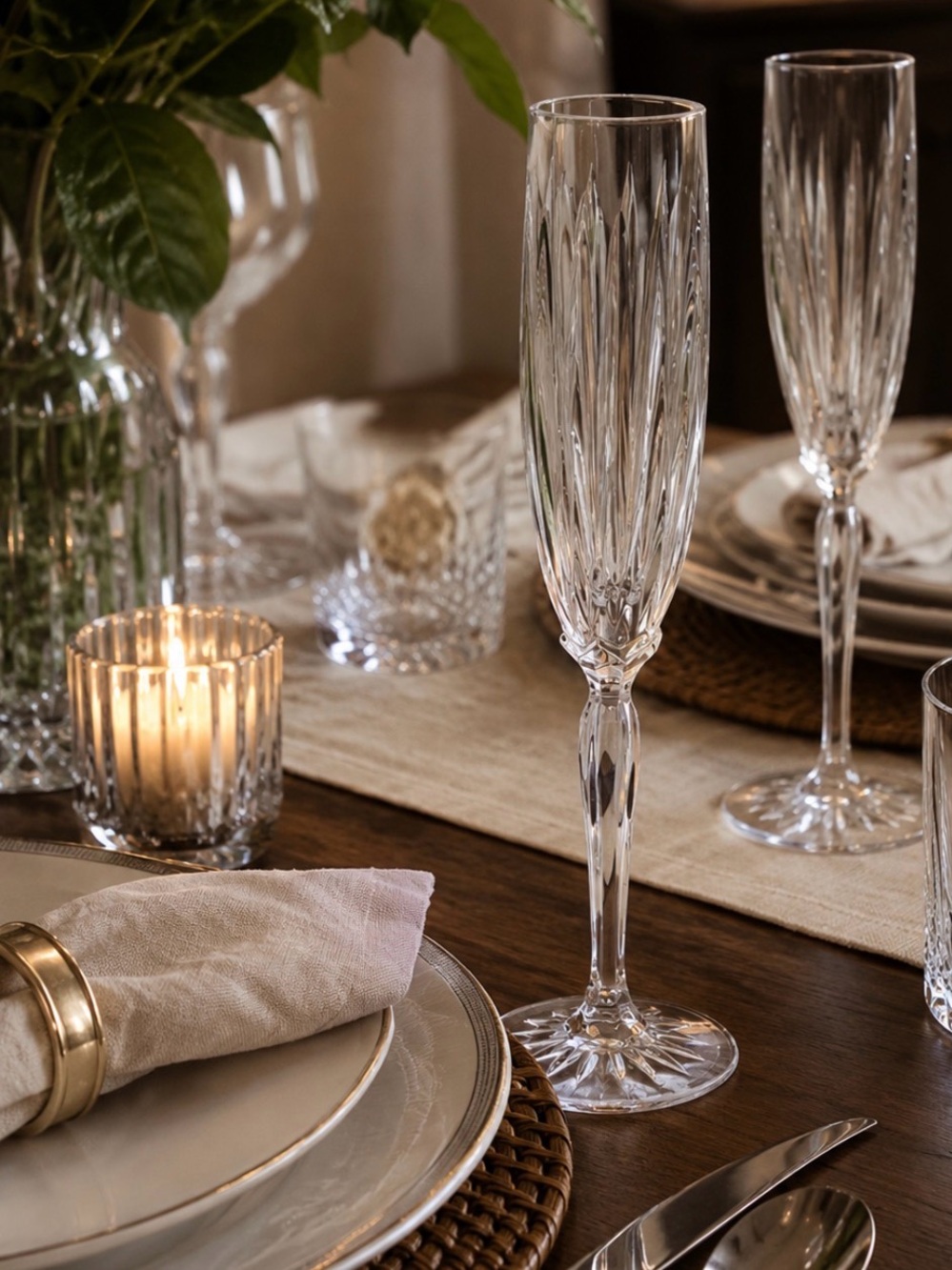 Cristal d'Arques Classic 4 Crystal Champagne Flutes.